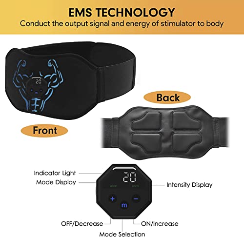 Ponato Electronic Muscle Stimulator Abs Stimulator, Usb Rechargeable Ab Stimulator Muscle Toner, Fitness Waist Belt Home Office Workout Equipment For Men Women… #TOP4