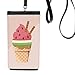 Biscuits Watermelon Cones Ice Phone Wallet Purse Hanging Mobile Pouch Black Pocket