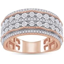 Anniversary Band Ring For Women Round Cut White Natural Diamond Vintage Style Multi-Row Ring In 925 Sterling Silver 10K And 14K Solid Gold Jewelry 0.25 Cttw