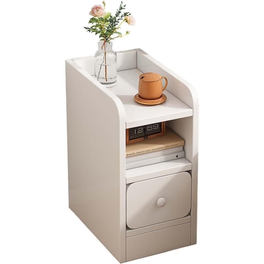 Petite table de nuit blanche de 30cm pour optimiser le rangement des petits espaces - 3
