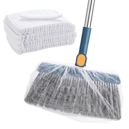 100 Pcs Disposable Broom Covers for Pet Hair Removal, Non-Woven Sweeper Sheets Effectively Traps Hair, Dust, Lint for Floor Carpet Cleaning, Universal Fit for Most Brooms