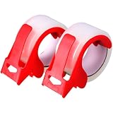 2 Rollos Cinta de Embalaje con 2 Dispensador, Cinta de Embalaje de Alta Resistencia Transparente, 48 mm x 50 m, para Envíos, Mudanzas y Almacenaje