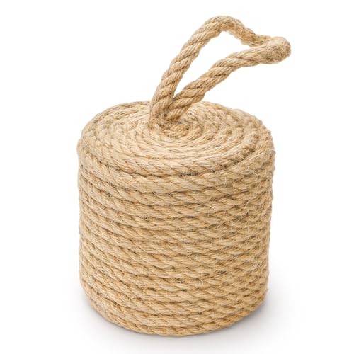 Prygew 4 Lbs Rustic Jute Rope Door Stopper with Handle, Cylindrical