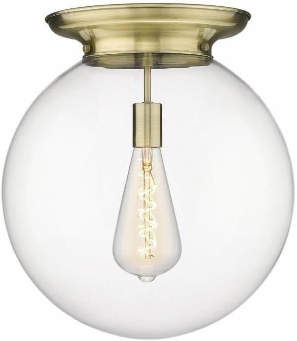 Beacon - 1 Light Flush Mount in Traditional Style-17.13 Inches Tall and 15.75 Inches Wide-Antique Brass Finish-Clear Gla