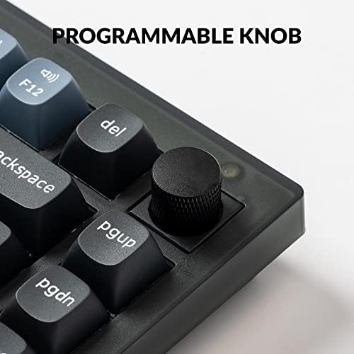 Keychron V1 Wired Custom Mechanical Keyboard Knob Version, 75% Layout QMK/VIA Programmable with Hot-swappable Keychron K Pro Brown Switch Compatible with Mac Windows Linux (Frosted Black-Translucent) - 3