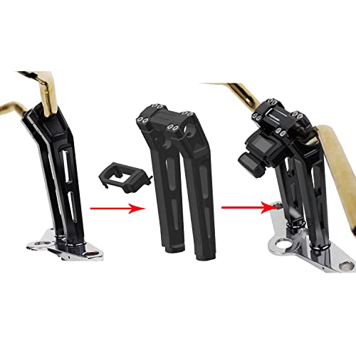 Powerjames 2 In 1 Style 10 Inch Tall Black Handlebar Risers Kit 1.0" With Gauge Module Mount For Harley Davidson Street Bob Low Rider S Softail Slim Dyna With 1.0" Clamping Area #TOP2