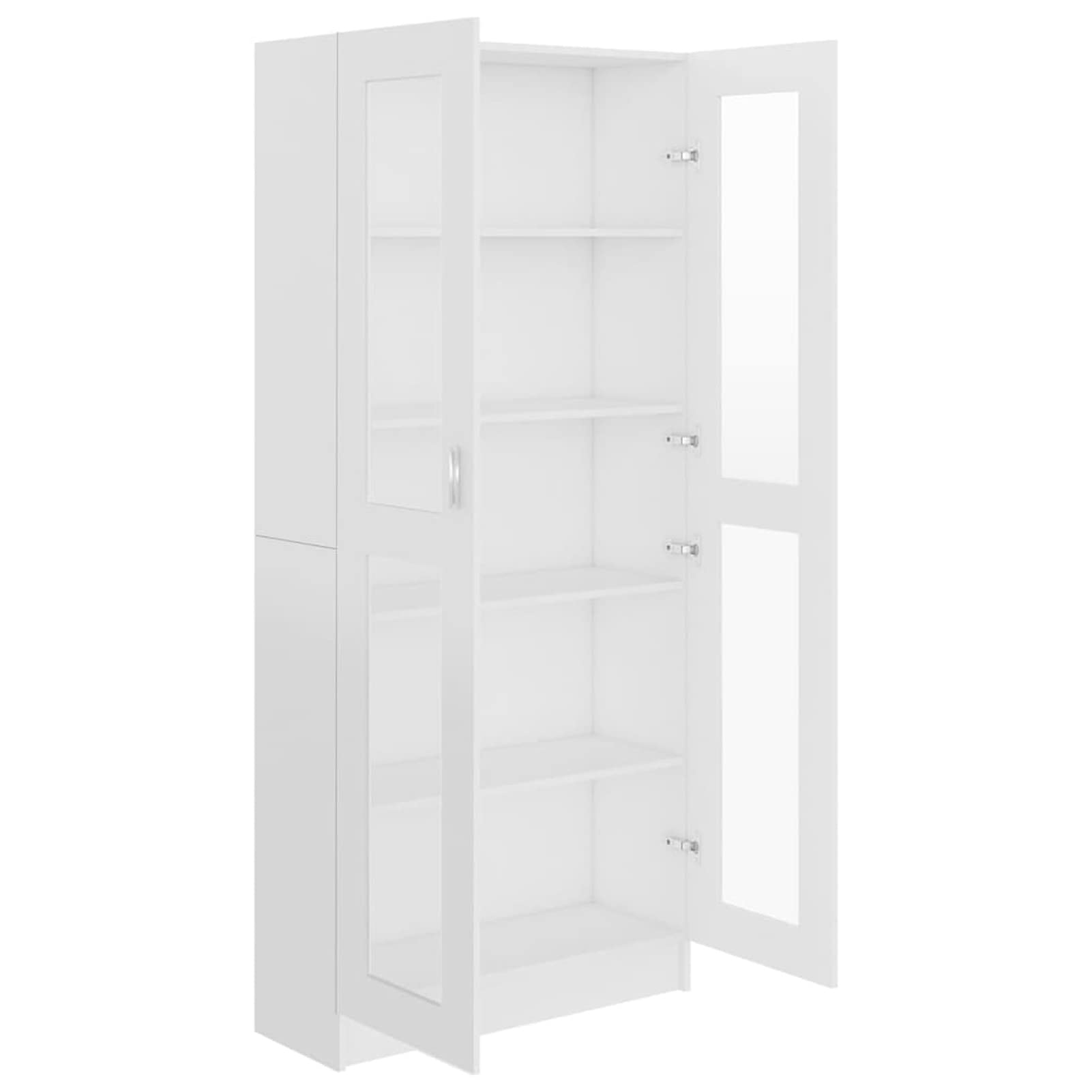 Homgoday Estantería Librería armarios Cocina con 5 Compartimentos y Puerta Doble Muebles de Salon Estantes Almacenaje para Salón Estudio Blanco 82,5x30,5x185,5cm