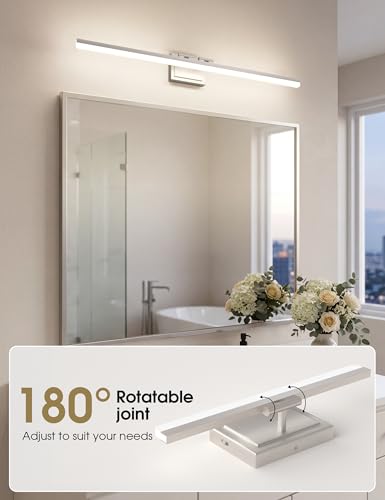 Image of VOLISUN Modern Bathroom Vanity Light 39.4 inch, Rotatable, 34W Dimmable 5CCT Led Bathroom Light Fixture Over Mirror, Brushed Nickel Bar Vanity Light for Bathrooms Mirror Restroom-ETL Certificated
