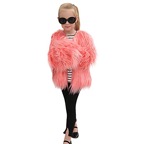 Kids Baby Girls Autumn Winter Faux Fur Coat Jacket Thick Warm Outwear Clothes Pink