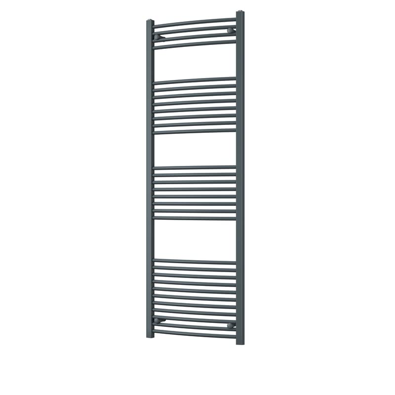 Heated Curved Anthracite Towel Rail - For Luxurious Bathrooms - Efficient Towel Warmer & Storage Rack - Bathroom Radiator Towel Rail with Stylish Towel Holder - Easy Installation - H1800mm x W600mm