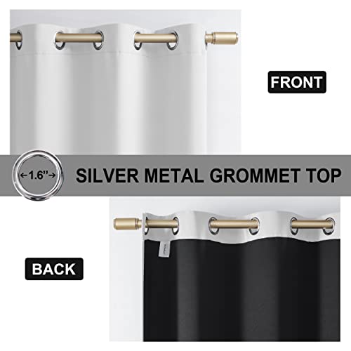 Rutterllow 100% Blackout Curtains 2 Panels - Completely Blackout Window Drapes Thermal Insulate Double Layer With Black Liner For Kitchen, Grommet Top (42 By 63 Inches, Pure White) #TOP3