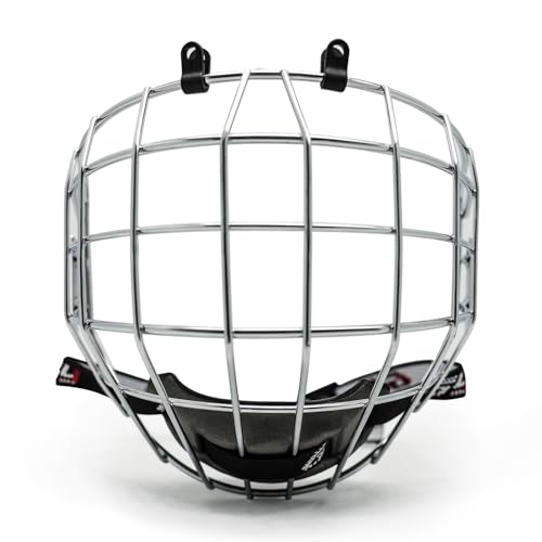 GY Hockey Goalie Cage Mask Replacement Round Iron Wire Face Mask Cage for Ice Hockey Helmets Lightweight 285g Chrome Electroplated