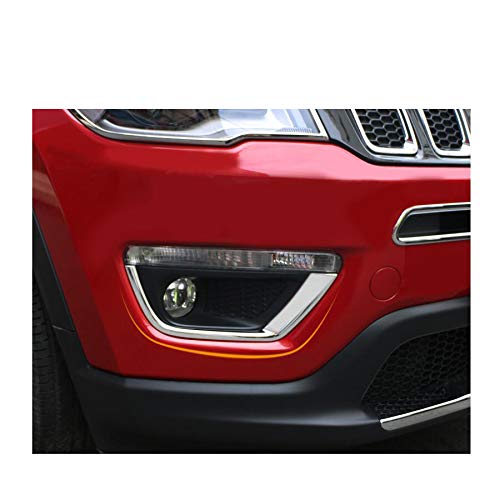 2Pcs ABS Chrome Car Front Fog Light Fog Light Eyebrow Trim Decorate Cover for Jeep Compass 2017 2018 2019 2020 2021