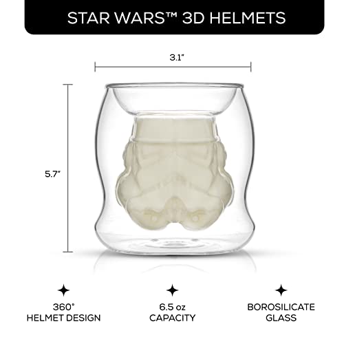 JoyJolt Star Wars Stormtrooper Borosilicate Glass Coffee Mug, 6.5 oz, Double Wall, Heat Resistant, Dishwasher Safe, Includes 1