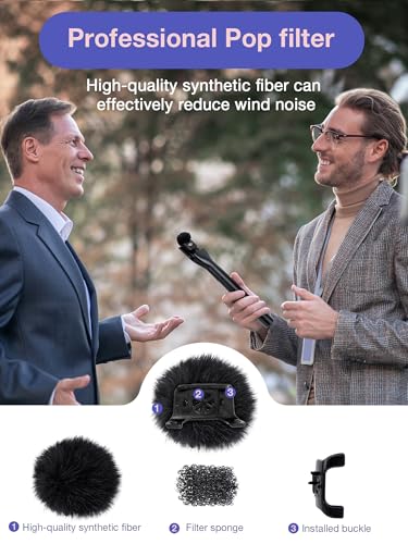 YOUSHARES DJI Mic Mini Wind Muff - 4 PCS Furry Microphone Windscreen for DJI Mic Mini Wireless Microphone to Reduce Wind Noise(Black) - Image 2