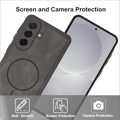 Image of SBMS Back Cover for Samsung Galaxy A57 5G | Ultra Slim Soft Rubberised Hard Case | Oil Feel Soft Leather Back | Mag-Safe Design (Mag-Safe Not Support) | Camera Protection Case for Sam A57 (Grey)