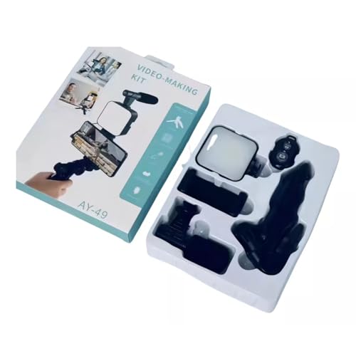Kit para streaming de vlogs e microfone com luz de tripé Selfies