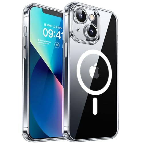 CANSHN Magnetica Cover per iPhone 13(6,1 Pollici), [Protezione Completa Della Fotocamera] Custodia Protettiva Antiurto per Telefono,Trasparente