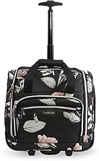 BEBE Women's Valentina-Wheeled Under The Seat Carry-on Bag, Black Floral