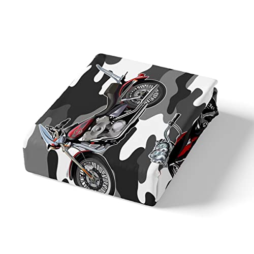 Motorcycle Bedding Set For Boys Teens Motocross Comforter Cover Gray Military Camouflage Duvet Cover Adult Men Motorbike Extreme Sports Theme Bedding Collections With 2 Pillowcases, Full Size #TOP3