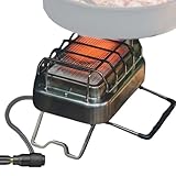 Calefacción para acampar, estufa 2 en 1 de acero inoxidable, pequeña calefacción de propano, para terraza al aire libre, 1-2 personas, senderismo, garaje, pesca, observación de fauna