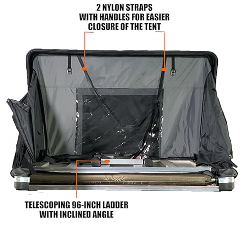BENEHIKE BIVVYY V2 Rooftop Hard Shell, Vehicle Mounted Pop Up Hardshell Roof Top Tent, Side Open Rooftop Tent with Rainflys for Van SUV Truck (3 Person) - Thumbnail 4