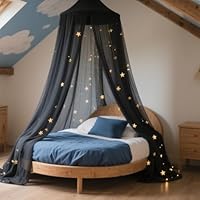 Henrrida Bed Canopy for Girls,With Glowing Stars, Bed Canopy Princess Bed Girls Bedroom Accessories black