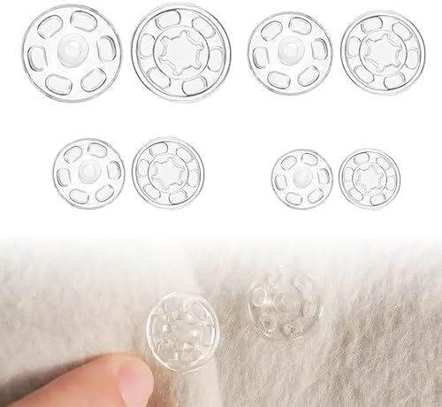 80 paia di bottoni a pressione in plastica, bottoni trasparenti, ...