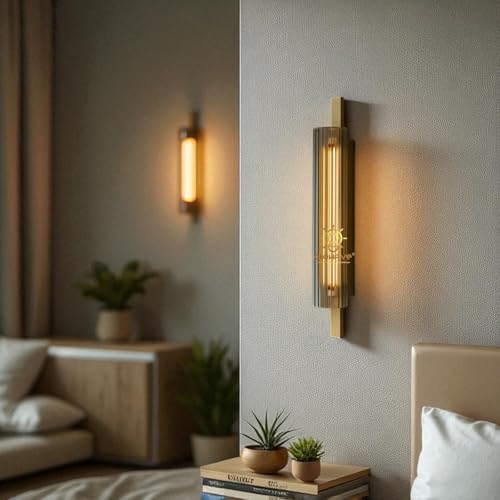 Image of Glowave Golden Acrylic Light Long Cylindrical Wall Lamp Light for Living Room Bedroom Bedside - Tricolour (White, Warm White, Natural White) (552-GD)