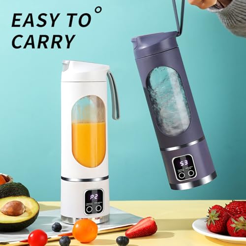 Portable Personal Electric Blender, 12 Blades Great for Mixing, Cordless 450ML Mini Blender For Shakes, Smoothies juice, Travel, Compact, Convenient and Versatile (White)