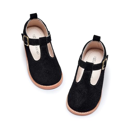 Image of Kiderence Toddler Girl Mary Jane School Uniform Dress Shoes Oxford Flats | Wide Toe Box Great Comfort for Student Shoe and Flower Girl Shoe for Wedding, Parties, Church