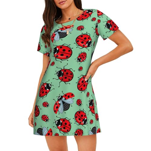 Chemise de nuit manches courtes imprimé coccinelles