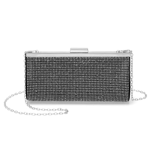 Sac de soirée strass brillant : pochette chic rigide avec chaîne amovible
