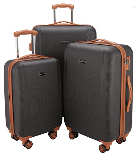 HAUPTSTADTKOFFER - Wannsee - 3er Koffer-Set Trolley-Set Rollkoffer Reisekoffer, TSA, (S/M/L), Schwarz/Braun
