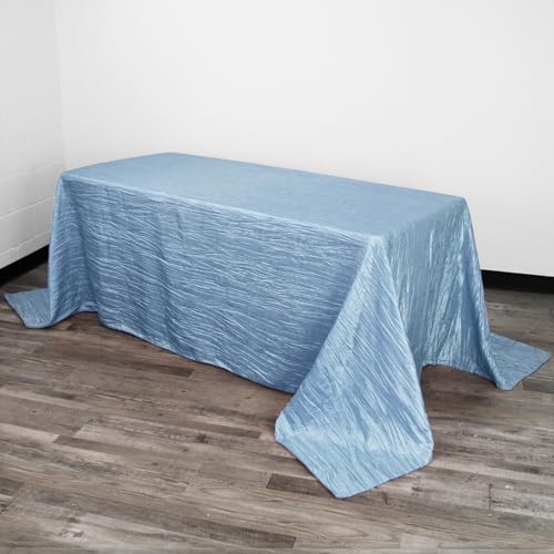 YOUR CHAIR COVERS - 90 x 132 inch Rectangular Crinkle Taffeta Tablecloth - Light Blue, Rectangle Table Linens for 6 ft Rectangular Tables, Wedding Crushed Table Cloth