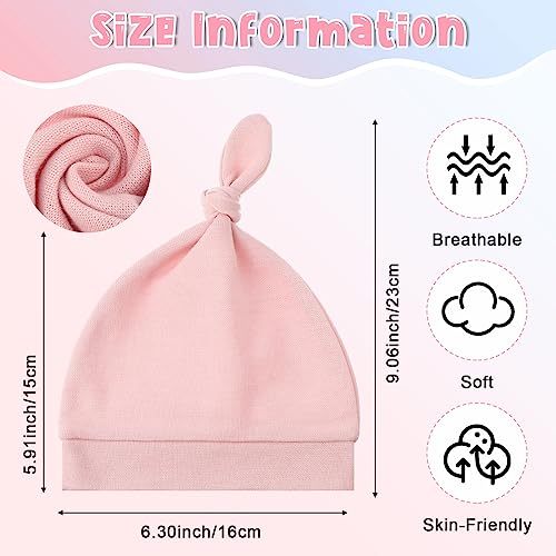 Jiuguva 16 Pcs Baby Newborn Hats Set Knot Beanie Soft Autumn Winter Infant Baby Caps 0-12 Months Spandex Cotton Hat for Girls Boys Shower Supply, 16 Colors2
