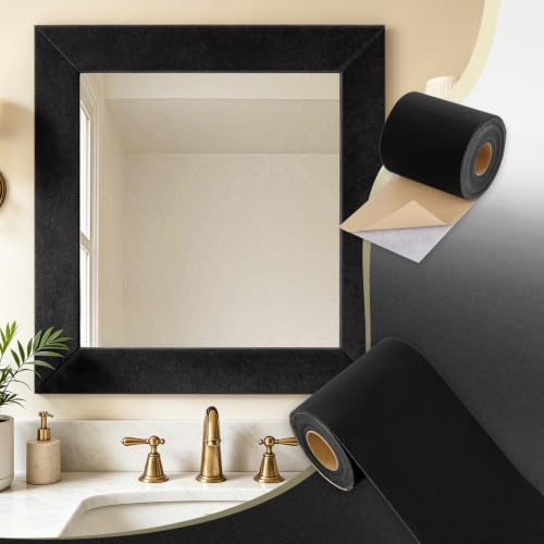 Wallderful Velvet Mirror Frame Border Black Bathroom Decor Velvet Wallpaper