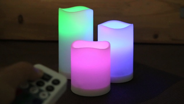 Image of Remote Control flameless LED Candle Light, Outdoor /Indoor Color Changing Plastic Candle, Set of 3 use 3AAA Battery