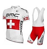 Men Cycling Jersey Team Bike Shirts Biking Short Sleeves and Bib Shorts Sets Bicycle Clothing (X-Large,D)