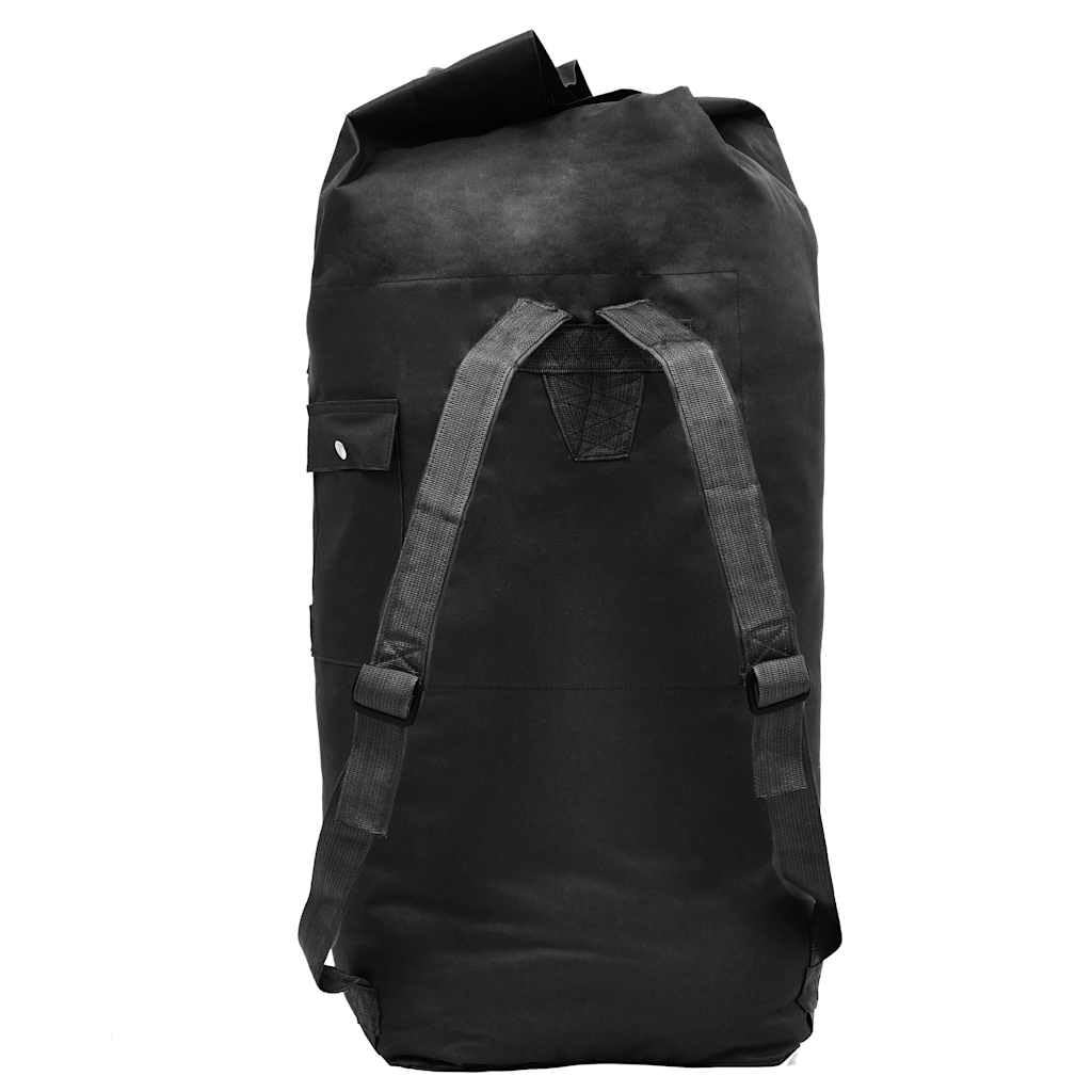 Worek marynarski w stylu wojskowym, 85 l, czarny, z powlekanej tkaniny Oxford, torba podróżna, torba sportowa, torba Duffel, torba na kemping, do aktywności na świeżym powietrzu, w podróż i