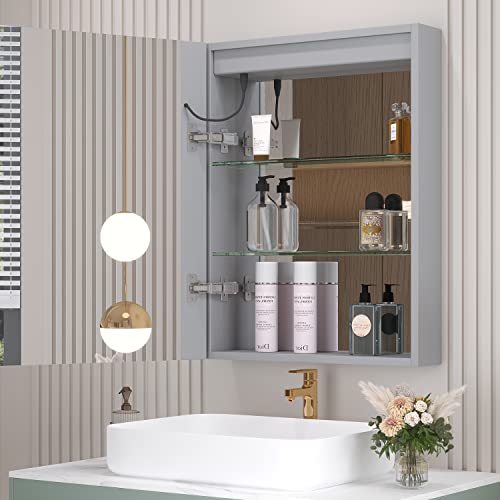 Mirplus 26X20 Inch Bathroom Medicine Cabinet With Led Mirror, Anti-Fog, Waterproof 6000K Single Door Lighted Bathroom Cabinet With Touch Switch, Recessed Or Surface Mount (Left Door) #TOP6