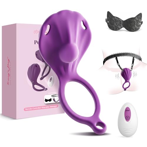 Tracy's Dog Couples Sex Toys Vegan Leather Wearable Vibrator with Blindfold, Remote Control Hands Free Clitoral Stimulator Vibrating Panties & Cock Ri