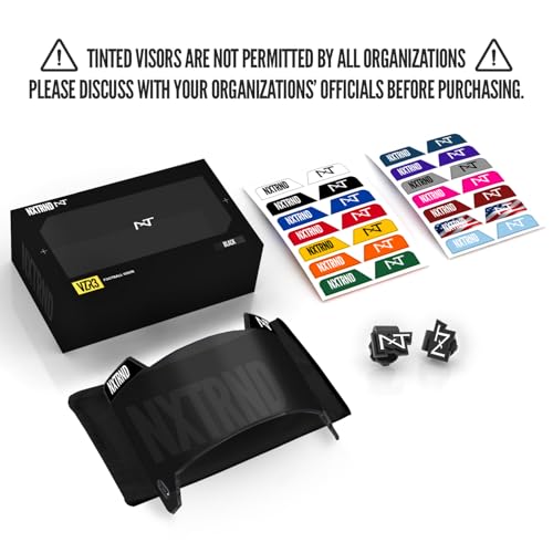 Nxtrnd VZR3 Gebogenes Fußballvisier, Professionelles Fußballhelmvisier, inklusive Visierclips, Aufkleberpaket und Reinigungstuch (Schwarz)