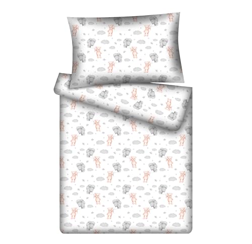 KiGATEX Juego de ropa de cama infantil con cremallera, 100% algodón, 2 piezas: manta de 100 x 135 cm + almohada de 40 x 60 cm, suave y transpirable, para niños y niñas, lavable a 60 °C