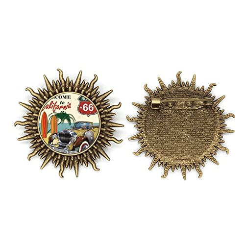 Broche voitures et plage en métal coloré : bijou de sac et broche fantaisie tendance