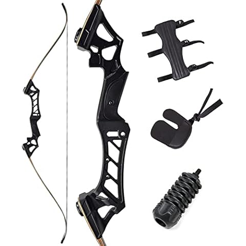 Archery 60 Inch Recurve Bow Aluminum Takedown Recurve Bow 30-70lbs Hunting Bow Adult Longbow Kit for Hunting Shooting Practice (70lbs, Black) Cover