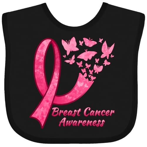 inktastic Breast Cancer Awareness Ribbon and Butterflies Baby Bib