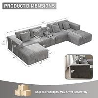 ONEMMLION 151" Oversized Cloud Sectional Couch for Living Room, Light Grey — image 2