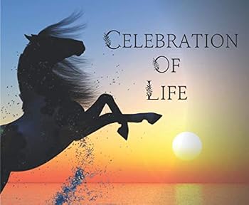 Celebration of Life: Memorial Service and Funeral Sign in Guest Book with Adress Line | Horse and Sunset Theme