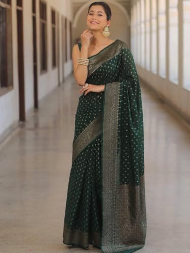 Image of Women's Soft Pure Silk Banarasi Saree and Unstitched Blouse Piece with Jacquard Zari Woven | Saree for Women